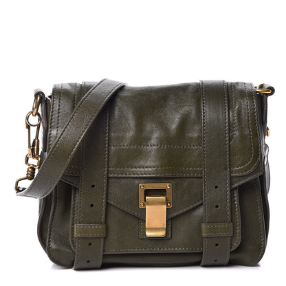 Proenza Schouler Lambskin PS1 Mini Pouch Messenger Bag Military 1 of 9