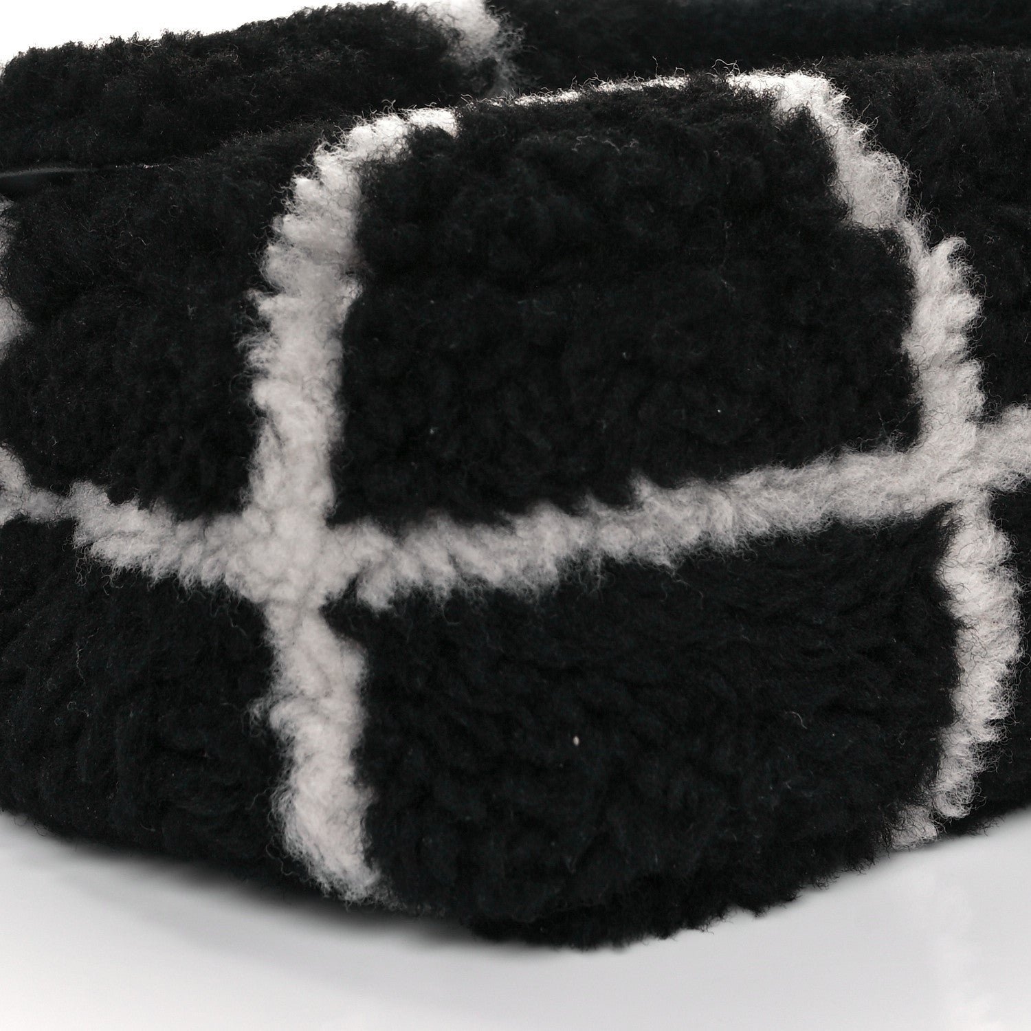 Chanel Shearling Lambskin Large Fluffy Tartan Single Flap Black White 7 of 11