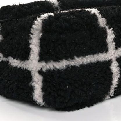 Chanel Shearling Lambskin Large Fluffy Tartan Single Flap Black White 7 of 11
