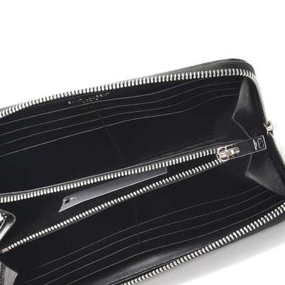 Saint Laurent Calfskin Crocodile Embossed Monogram Zip Around Wallet Black 5 of 8
