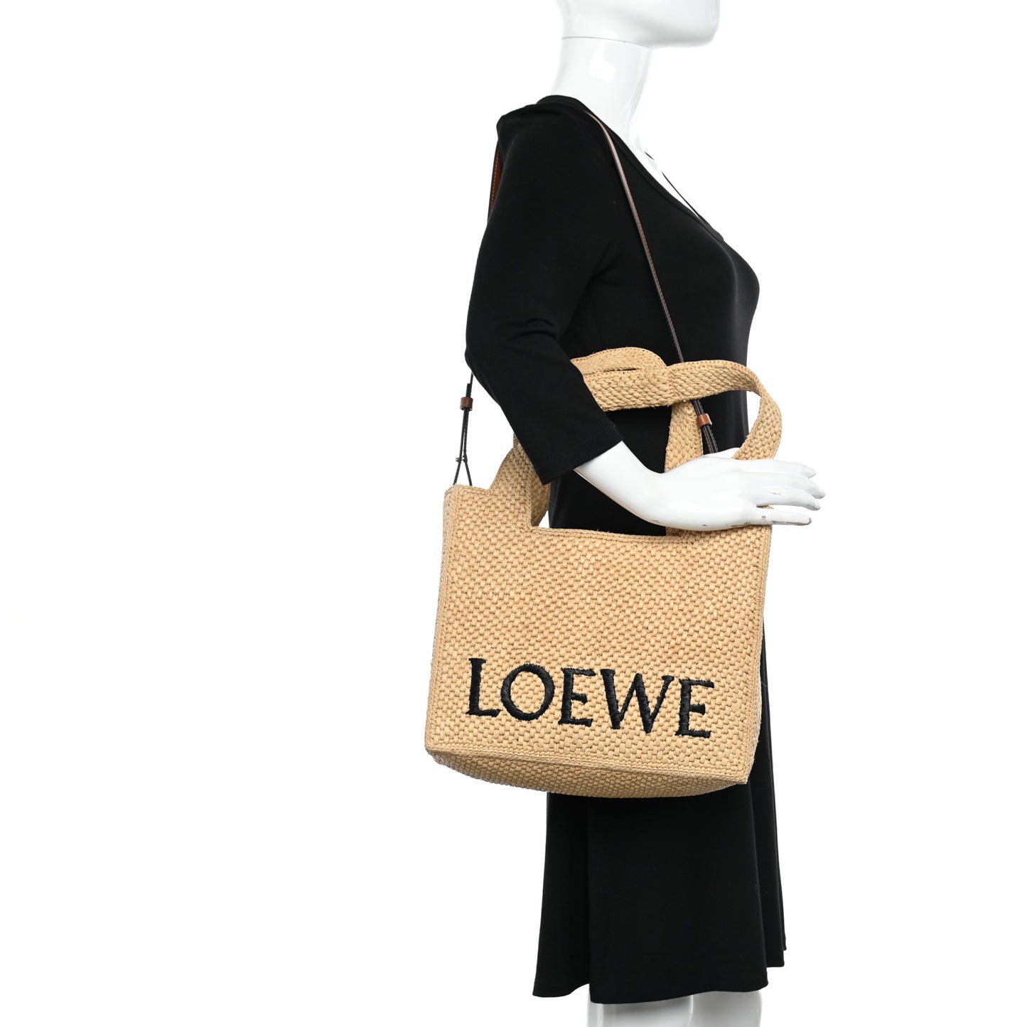 Raffia Medium Paula's Ibiza Logo Tote Natural Tan