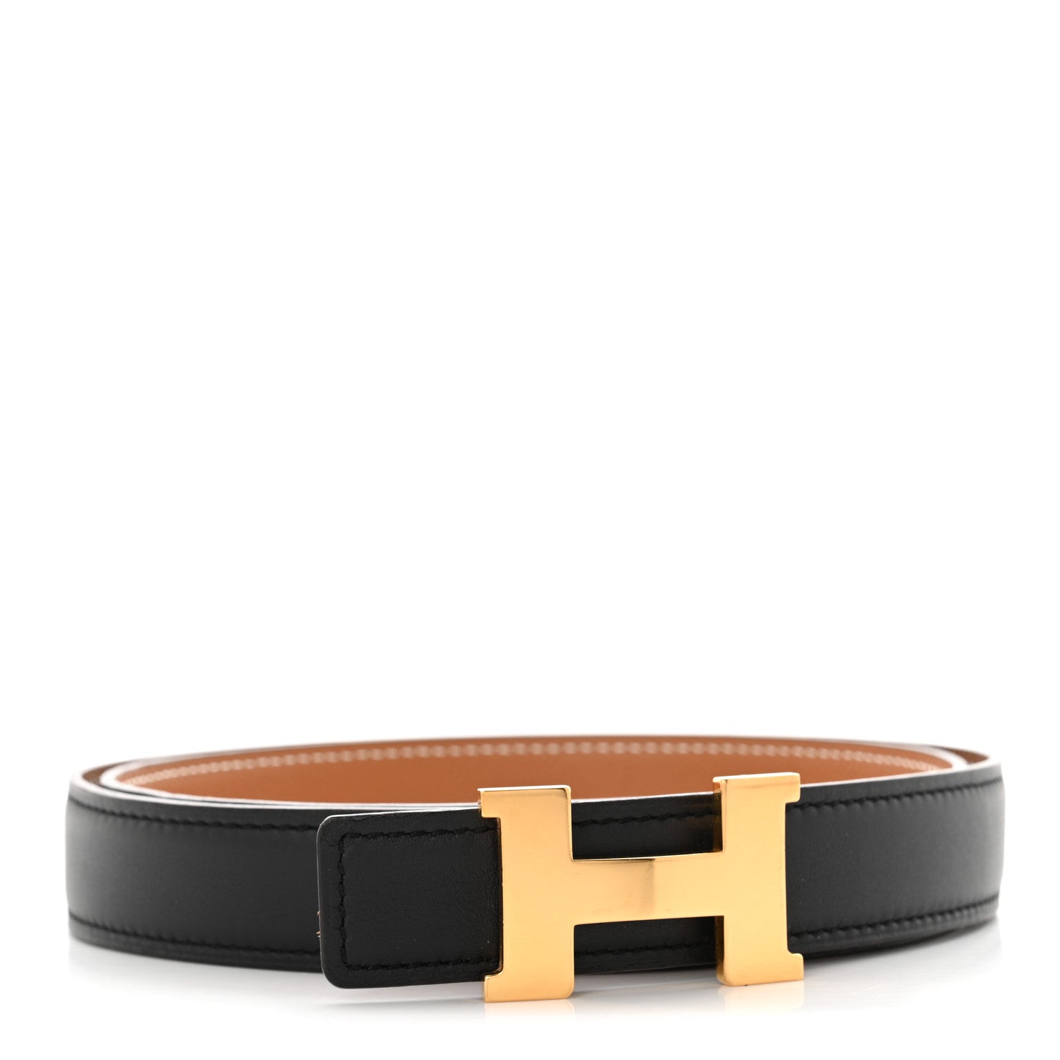 Hermes Box Togo 32mm H Belt 80 Black Gold 1 of 9