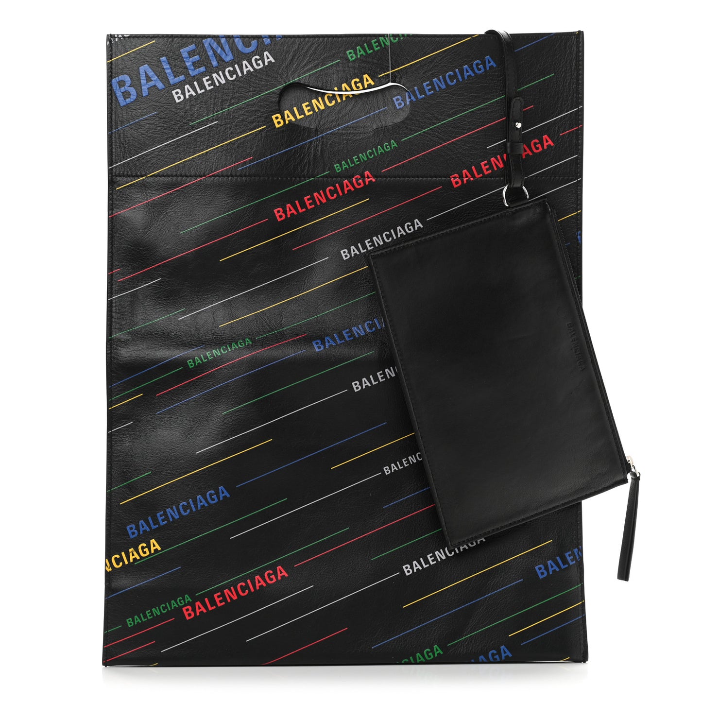 Veau Mousse Multicolor Logo Print Plastic Bag Shopper S Black Multicolor