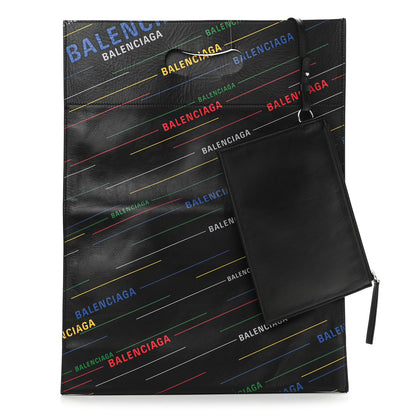 Balenciaga Veau Mousse Multicolor Logo Print Plastic Bag Shopper S Black Multicolor 1 of 13