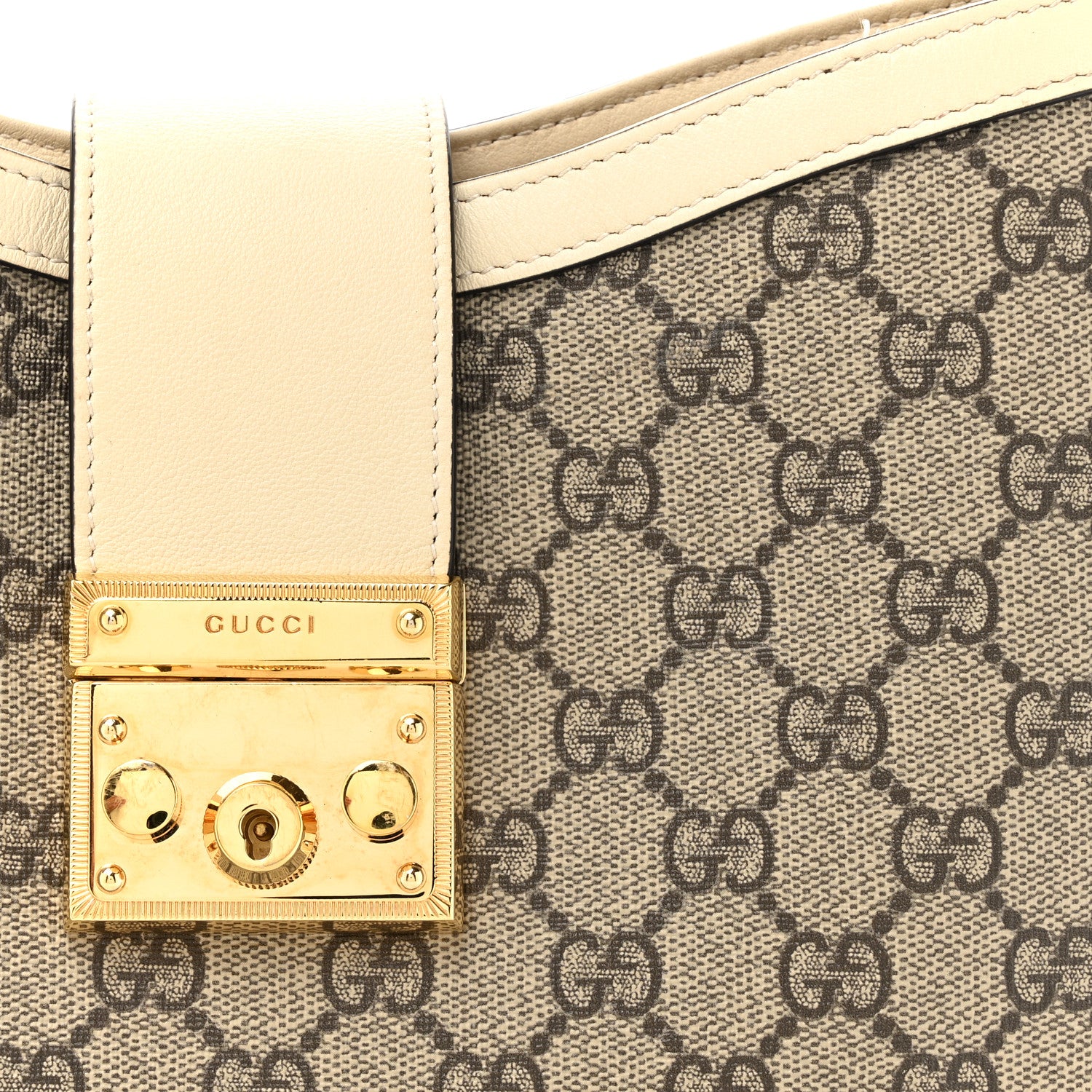 Gucci GG Supreme Monogram Moon Calfskin Medium Padlock Shoulder Bag Beige Ebony Mystic White 8 of 13