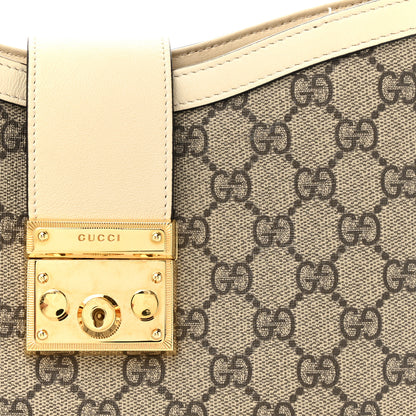 Gucci GG Supreme Monogram Moon Calfskin Medium Padlock Shoulder Bag Beige Ebony Mystic White 8 of 13