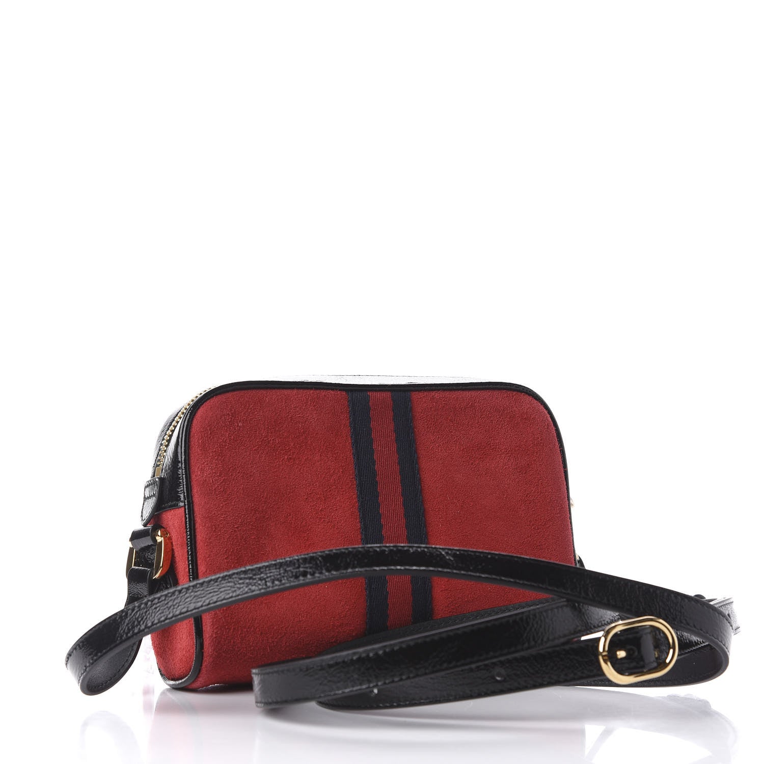 Gucci Suede Patent Web Mini Ophidia Shoulder Bag Red 3 of 11