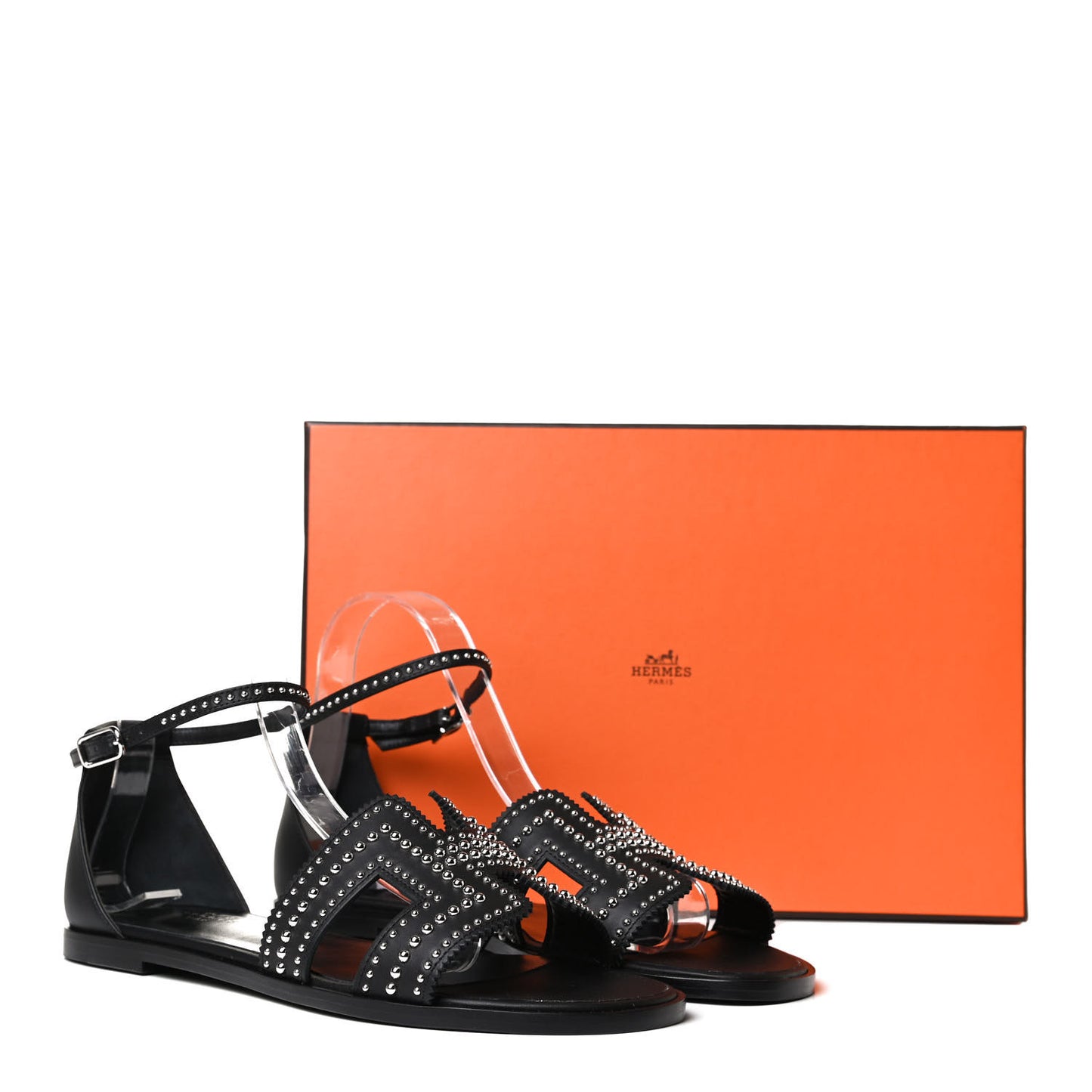Calfskin Studded Santorini Sandals 38.5 Black