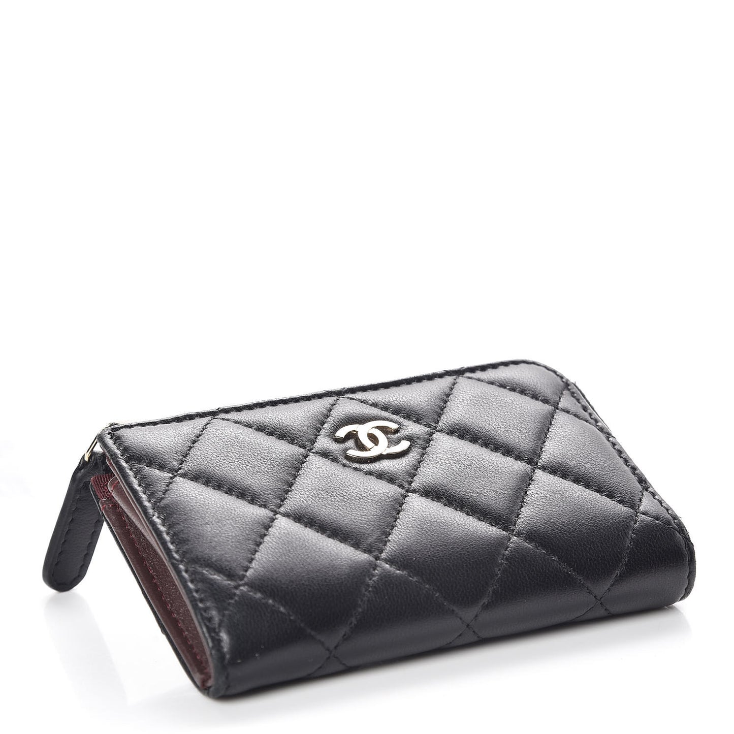 Lambskin Quilted Key Holder Case Black