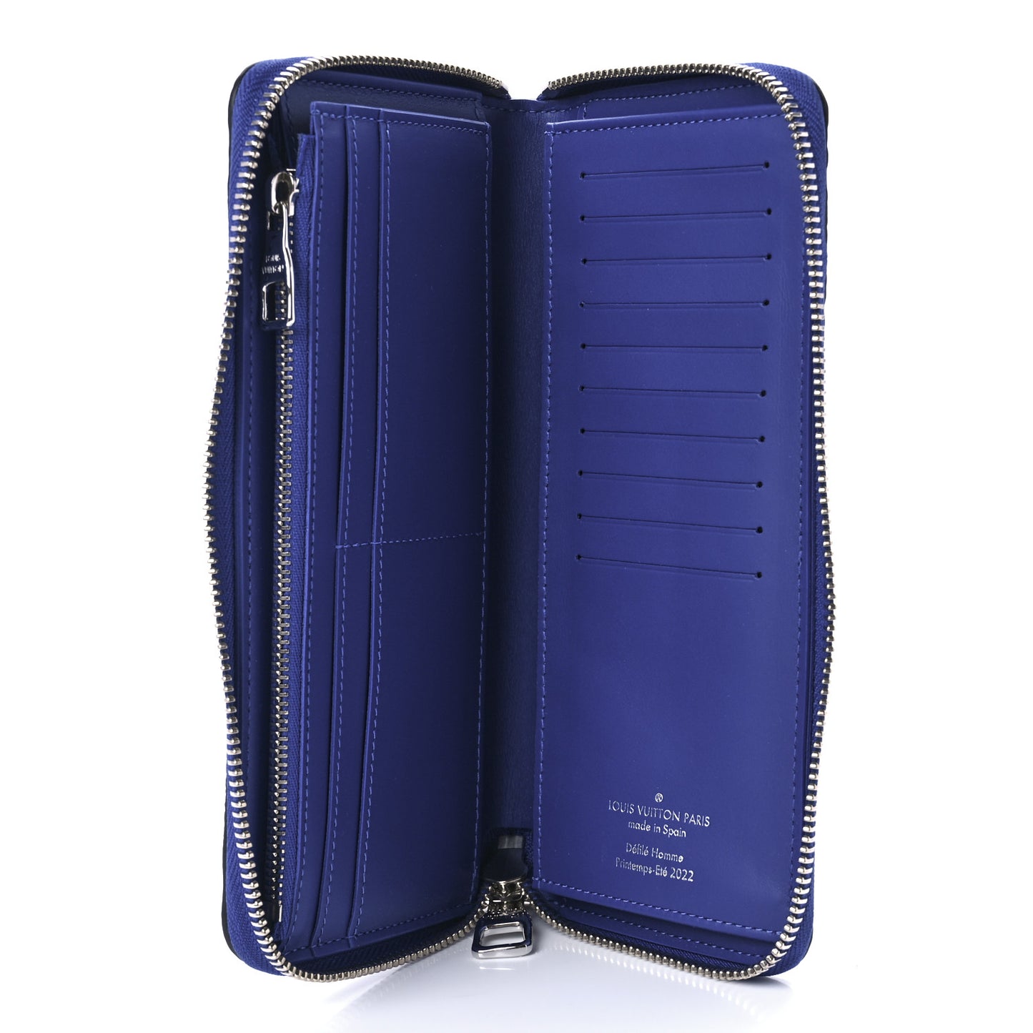 Taurillon Illusion Zippy Vertical Wallet Bleu Rose