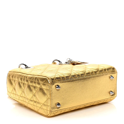Christian Dior Metallic Grained Calfskin Cannage Small Lucky Badges My Lady Dior Gold 4 of 5