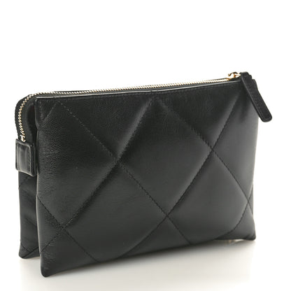 Chanel Shiny Goatskin Quilted Small Chanel 19 Pouch With Handle Black 3 of 8