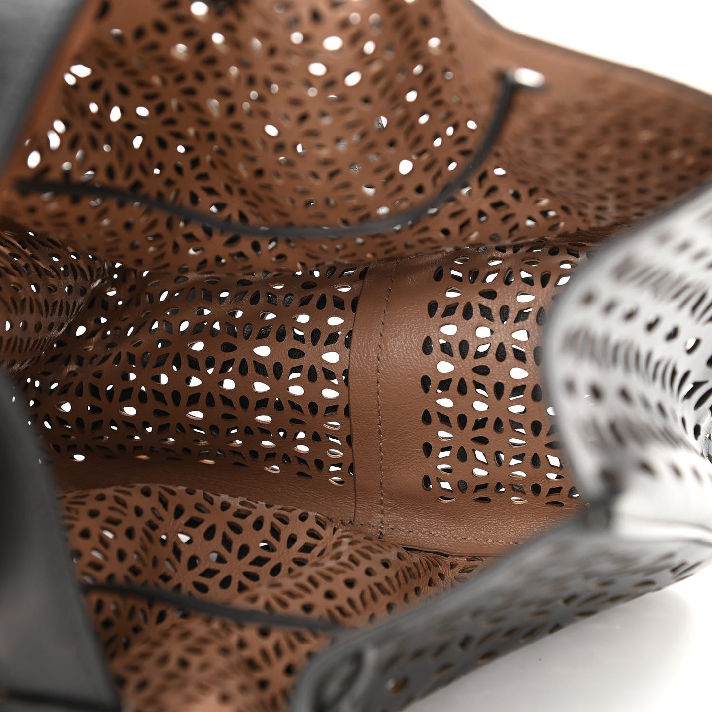 Calfskin Laser Cut Rose-Marie 19 Bag Black