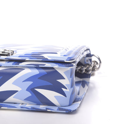 Chanel Printed Calfskin Medium Boy Flap Blue White 9 of 10
