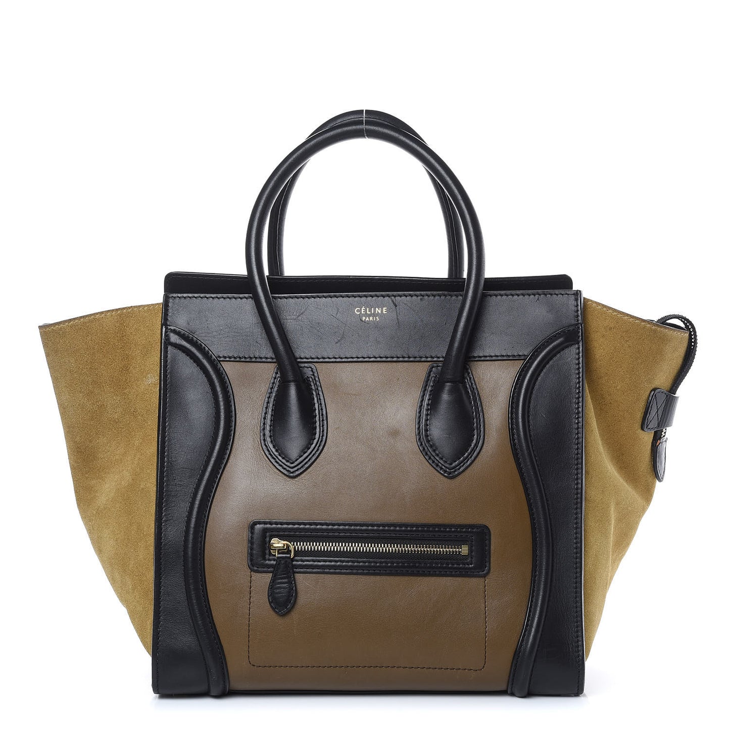 Satin Calfskin Suede Mini Tri-Color Luggage Beige