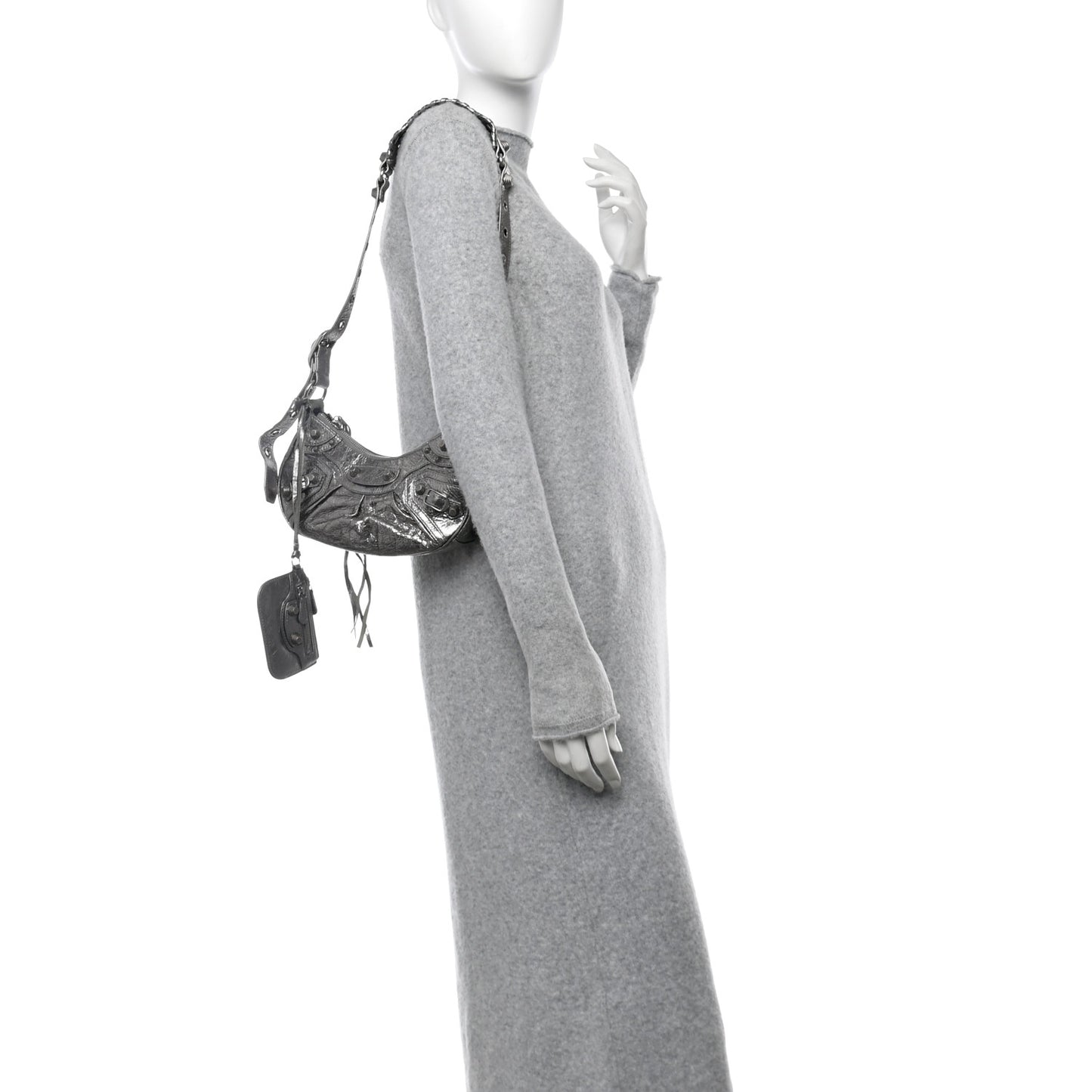 Metallic Agneau Arena Le Cagole Shoulder Bag XS Silver