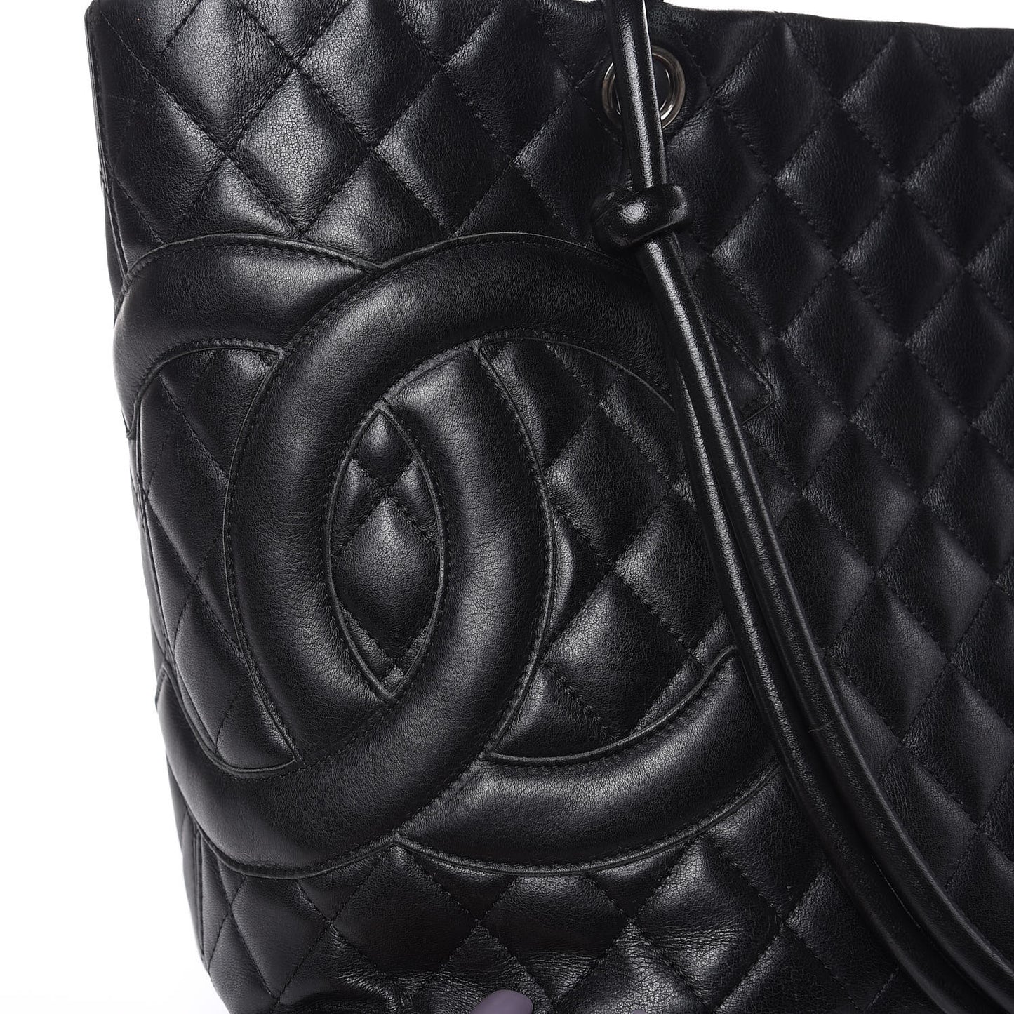 Calfskin Quilted Large Cambon Tote Black