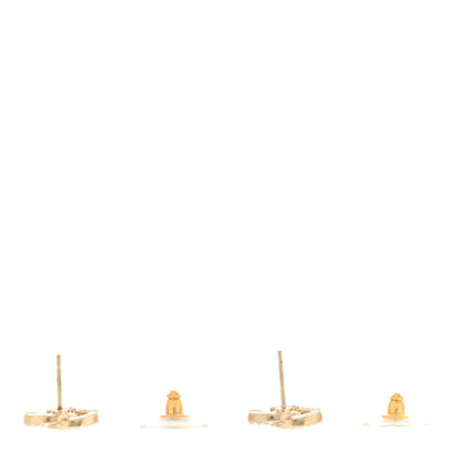 Chanel Metal Crystal Large CC Earrings Light Gold 3 of 5