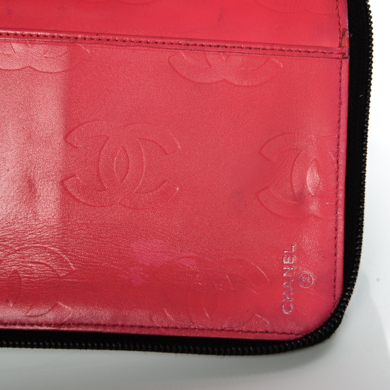 Chanel Calfskin Cambon Zip Around Organizer Wallet Black White 11 of 12