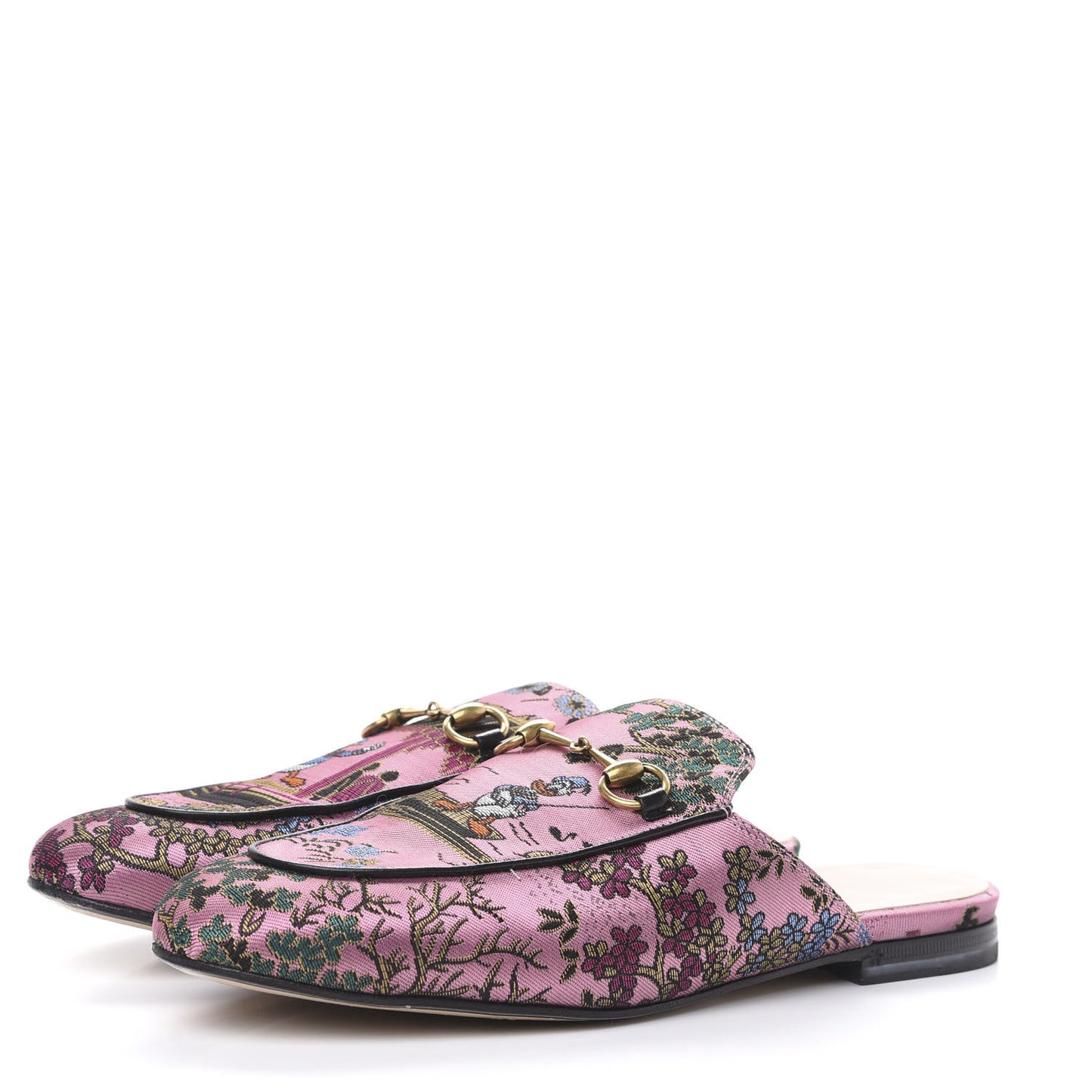X DISNEY Jacquard Japanese Donald Duck Womens Princetown Slippers 38.5 Pink Black
