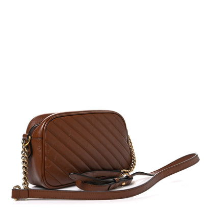 Gucci Glazed Calfskin Matelasse Diagonal Small GG Marmont Chain Shoulder Bag Cuir 3 of 10