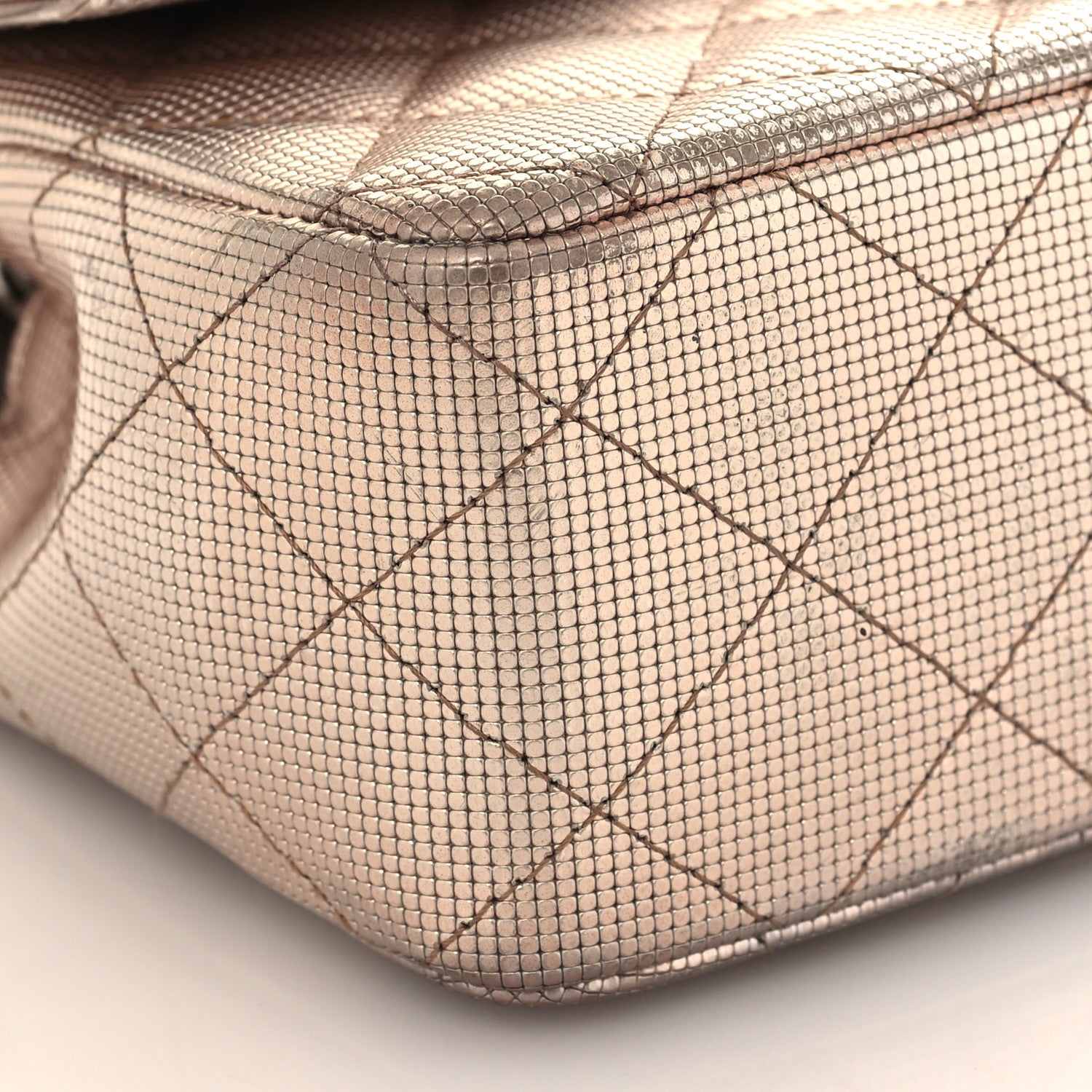 Chanel Metallic Calfskin Quilted Pixel Effect Mini Rectangular Flap Pink Gold 7 of 12