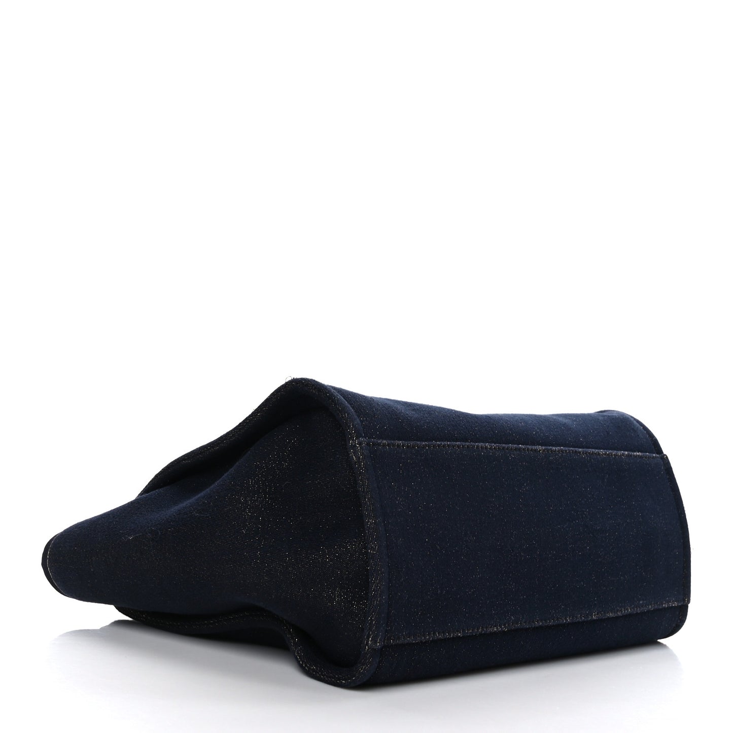 Lurex Canvas Medium Deauville Tote Navy Blue Gold