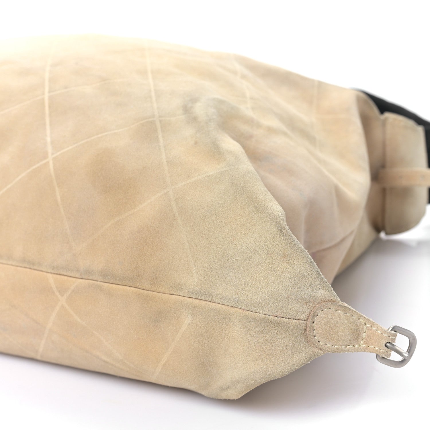 Chanel Suede Nylon Stitched Hobo Messenger Bag Beige Brown 10 of 10