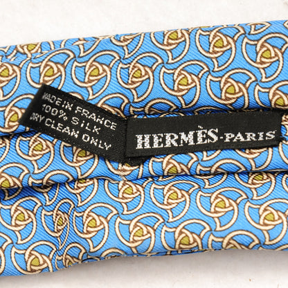 Hermes Printed Silk Mens Ascot Bleu 3 of 3