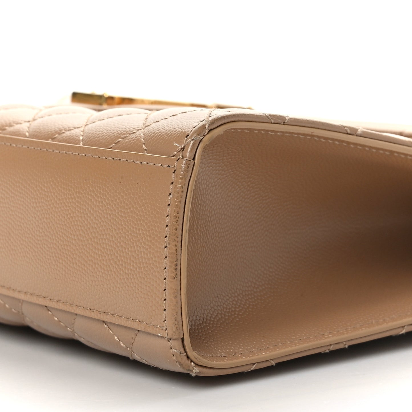 Grain De Poudre Mixed Matelasse Large Triquilt Monogram Satchel Dark Beige