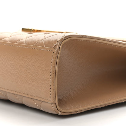 Saint Laurent Grain De Poudre Mixed Matelasse Large Triquilt Monogram Satchel Dark Beige 10 of 10
