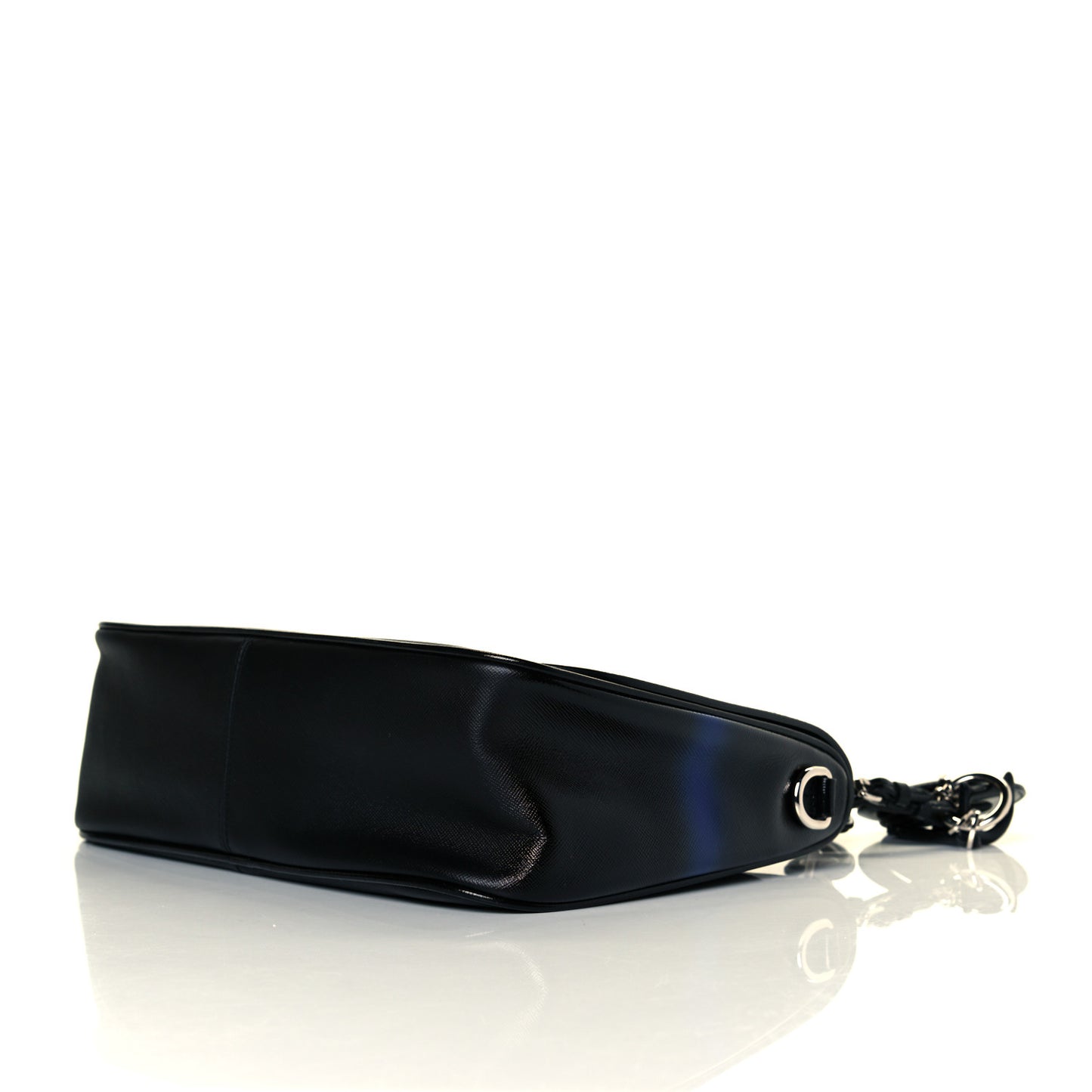 Grained Calfskin Stripe Dune Flap Black