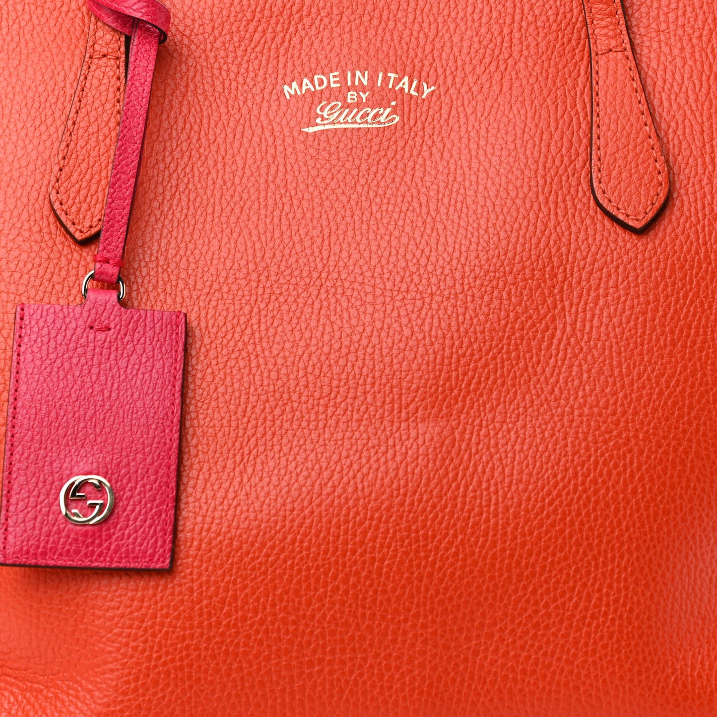 Dollar Calfskin Medium Swing Tote Sun Orange Pure Red