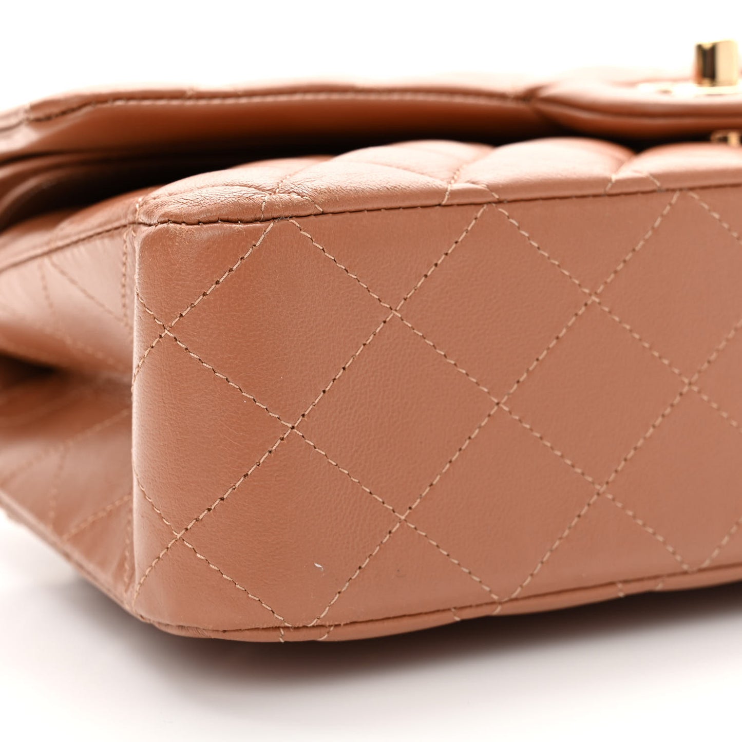 Lambskin Quilted Medium Double Flap Brown