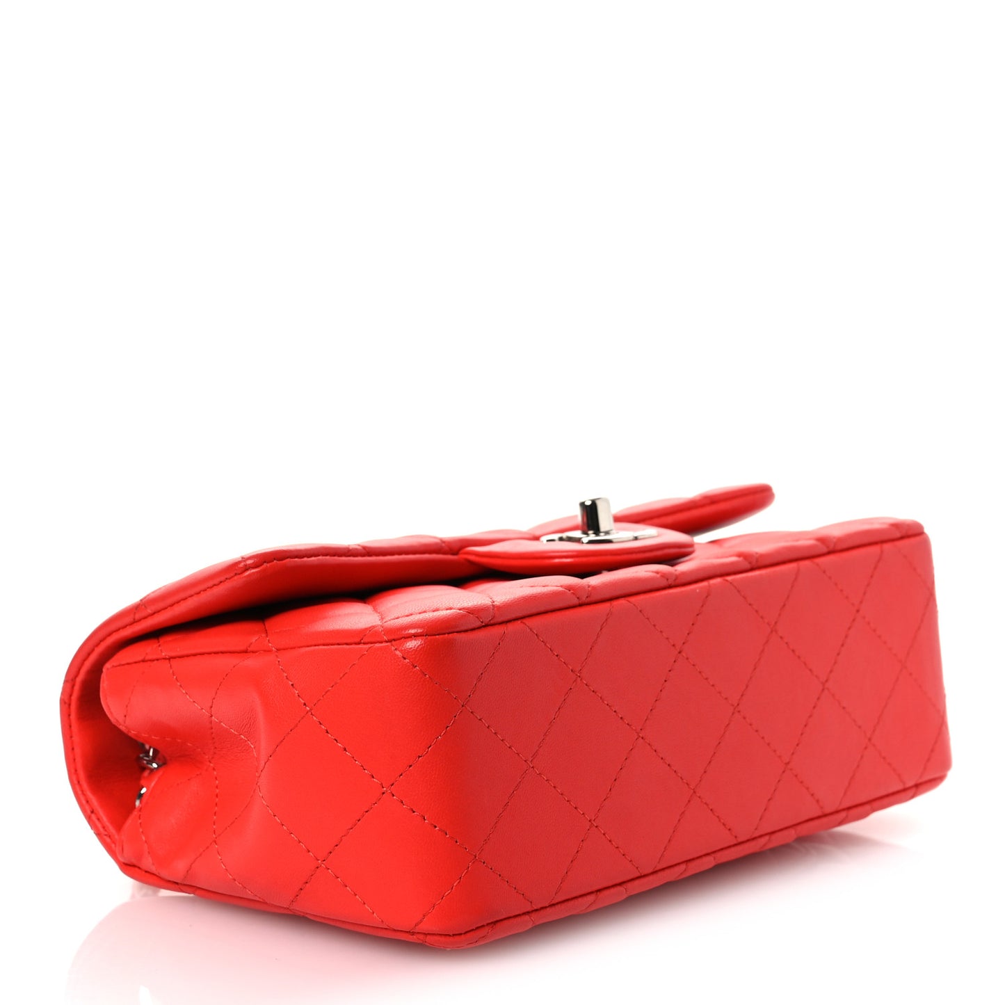 Lambskin Quilted Mini Rectangular Flap Red