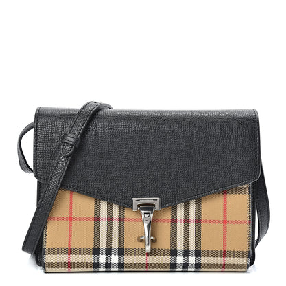 Burberry Derby Calfskin Vintage Check Small Macken Crossbody Bag Black 1 of 11