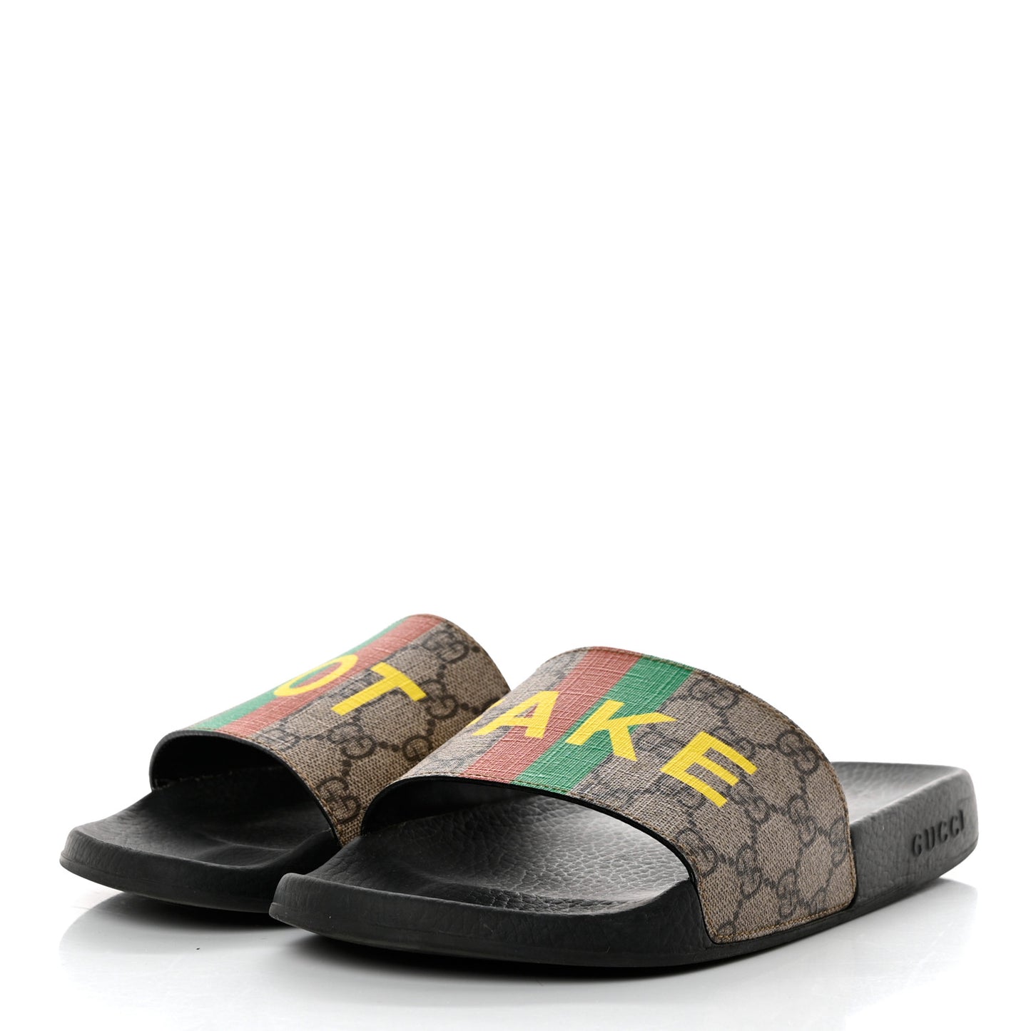 GG Supreme Monogram Fake/Not Mens Slide Sandals 9 Beige Ebony