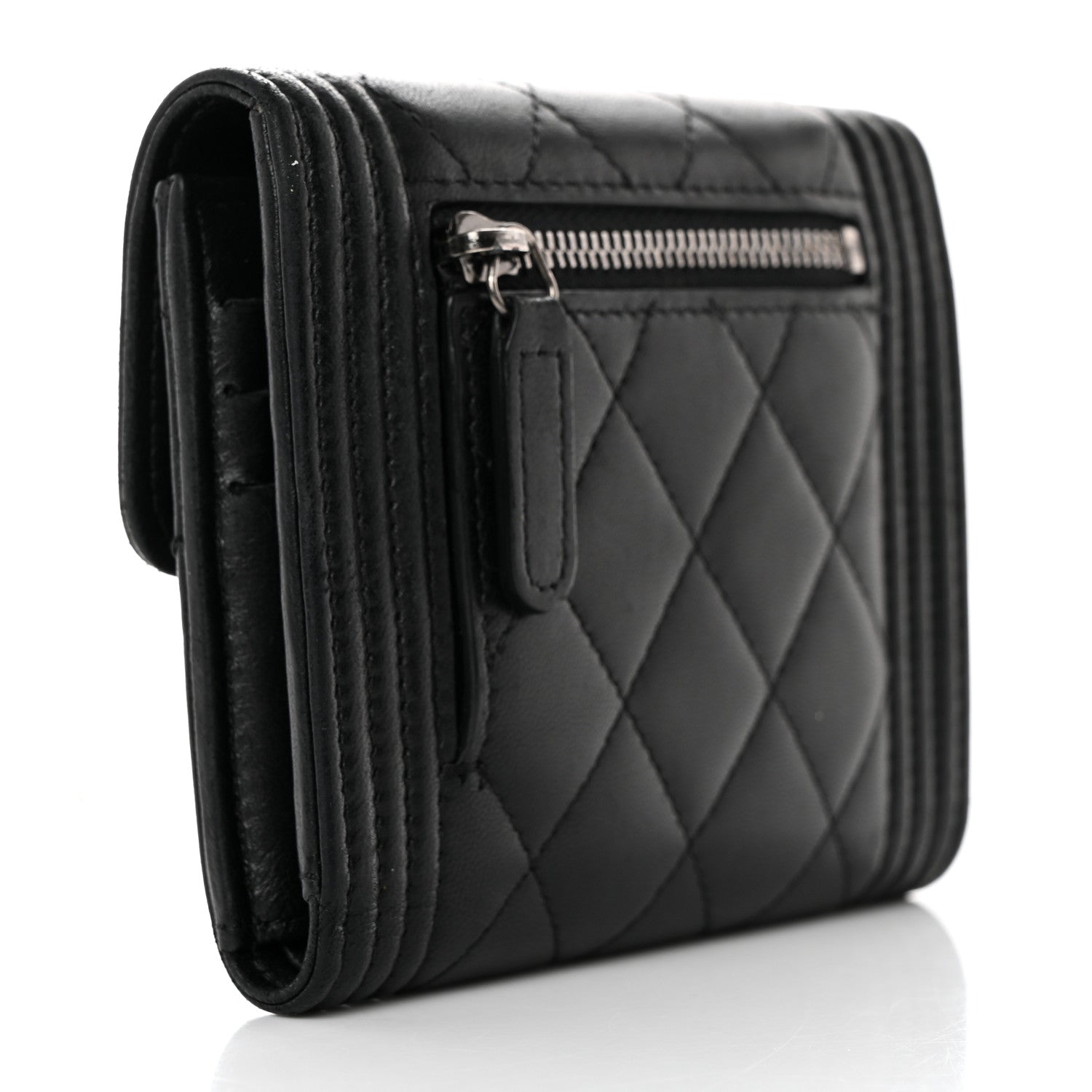 Chanel Caviar Quilted Compact Boy Wallet Black 3 of 10