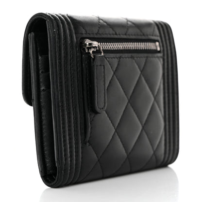 Chanel Caviar Quilted Compact Boy Wallet Black 3 of 10