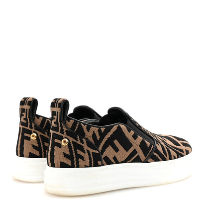 Fendi X SARA COLEMAN Canvas FF Vertigo Embroidered Womens Rise Slip On Sneakers 36.5 Tobacco Black 5 of 10