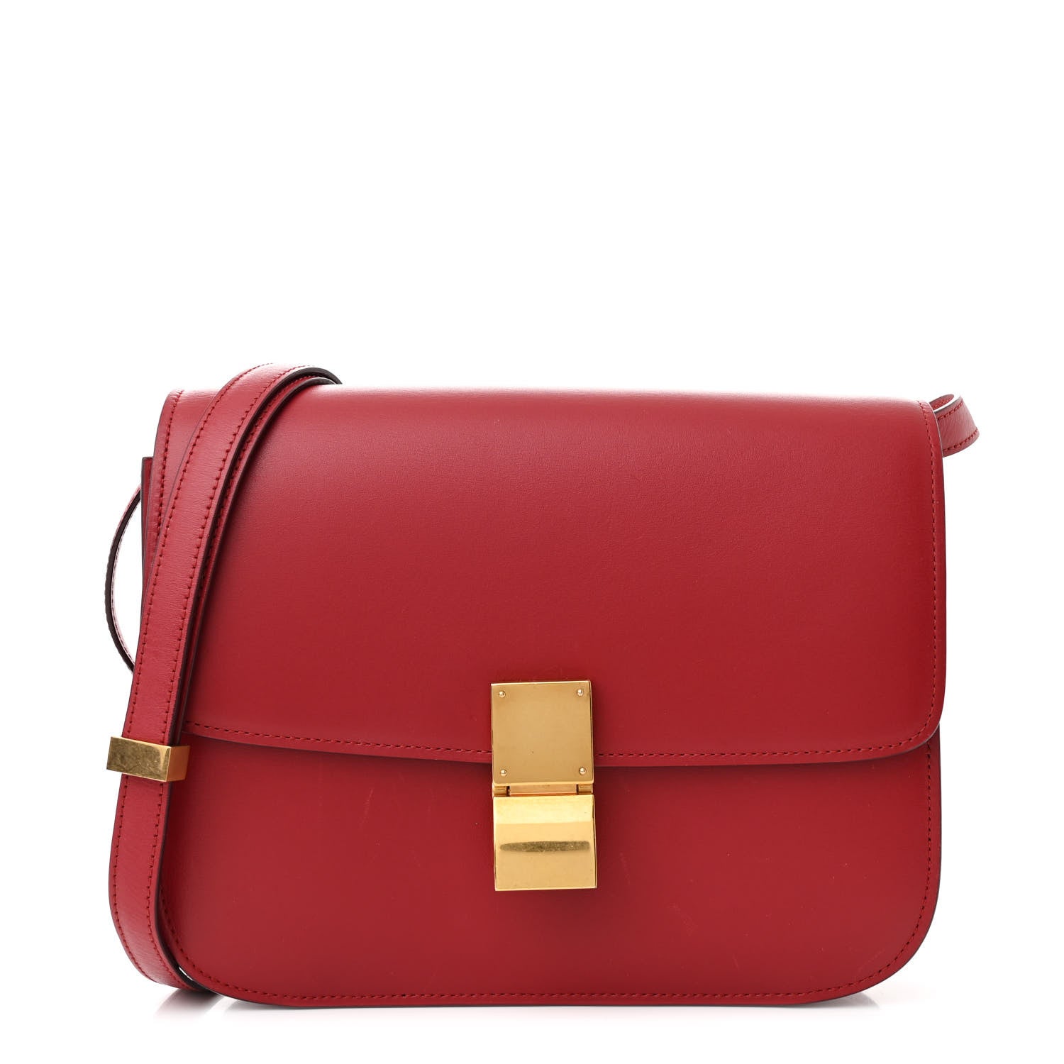 Celine Smooth Calfskin Medium Classic Box Flap Bag Red 1 of 12