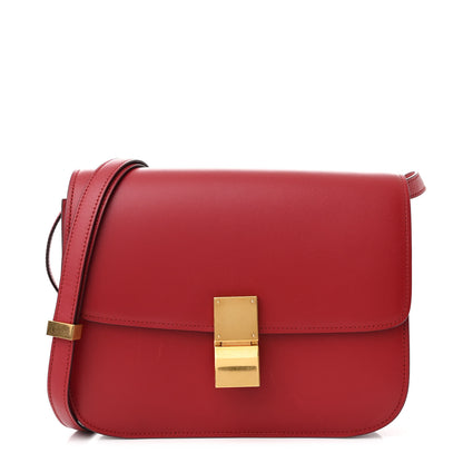 Celine Smooth Calfskin Medium Classic Box Flap Bag Red 1 of 12