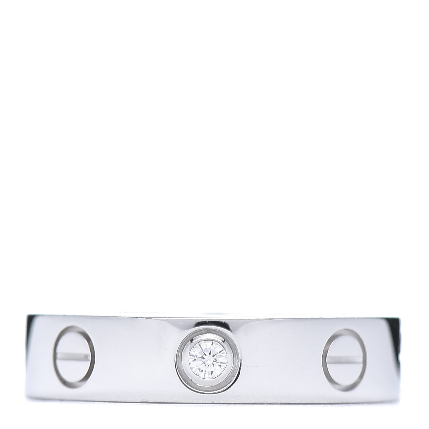 Cartier 18K White Gold Diamond 4mm LOVE Wedding Band Ring 47 4 1 of 4