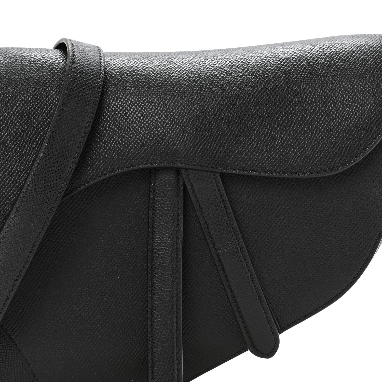 Christian Dior Grained Calfskin Saddle Bag With Strap Black 8 of 12