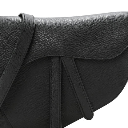 Christian Dior Grained Calfskin Saddle Bag With Strap Black 8 of 12