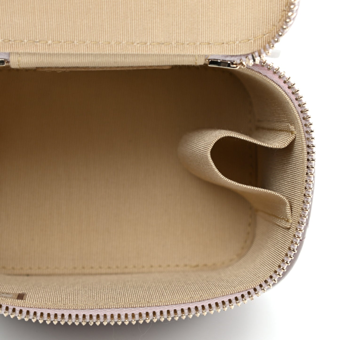 Lambskin Quilted Pearl Crush Mini Vanity Case With Chain Light Purple