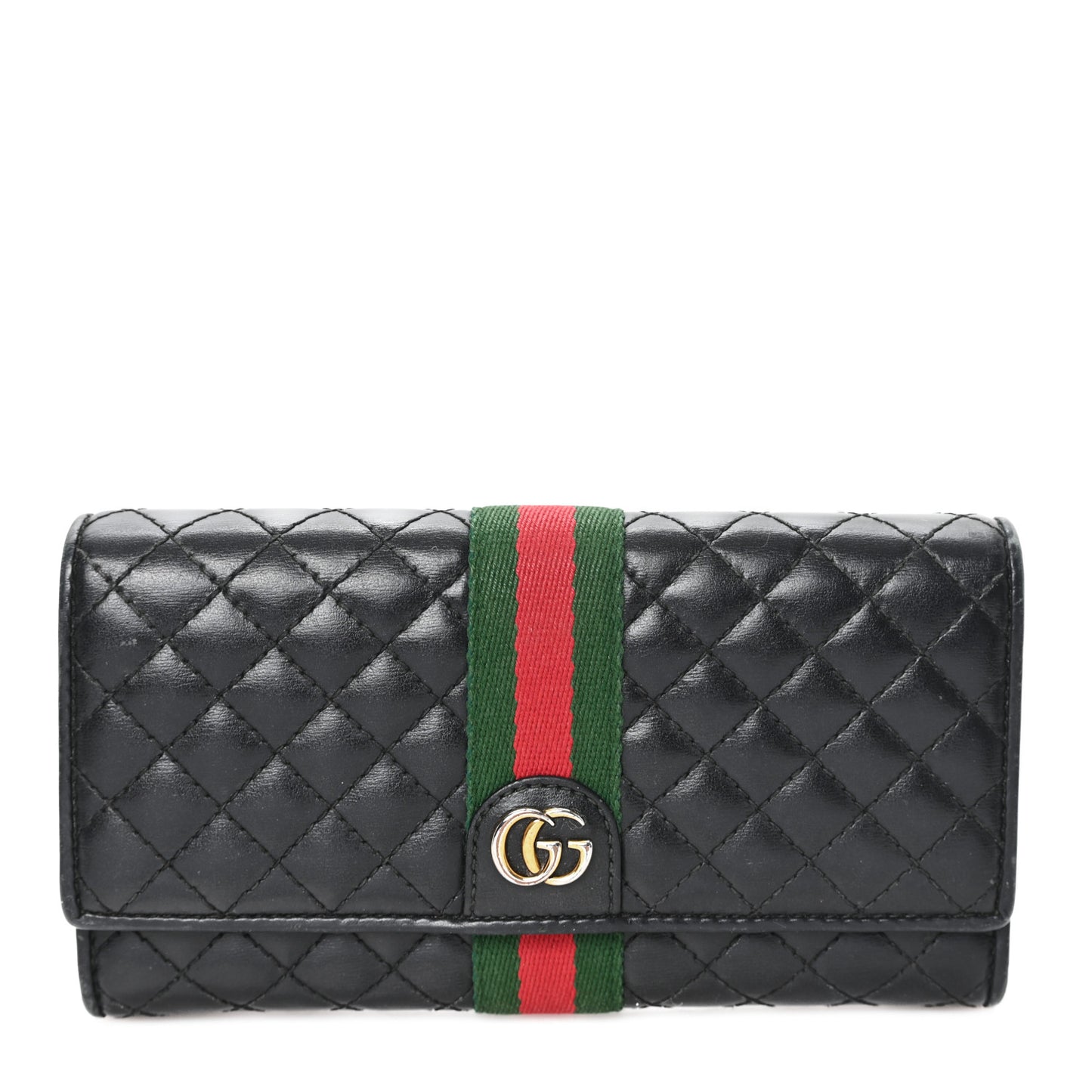 Calfskin Web Trapuntata GG Continental Wallet Black