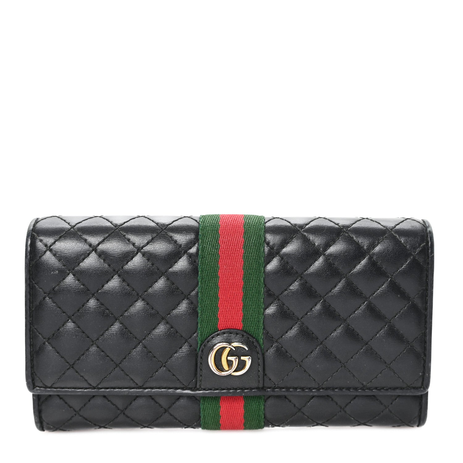 Gucci Calfskin Web Trapuntata GG Continental Wallet Black 1 of 7