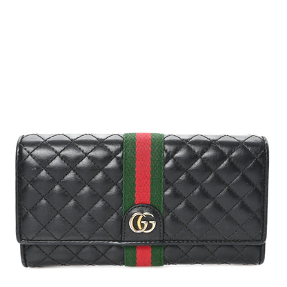 Gucci Calfskin Web Trapuntata GG Continental Wallet Black 1 of 7