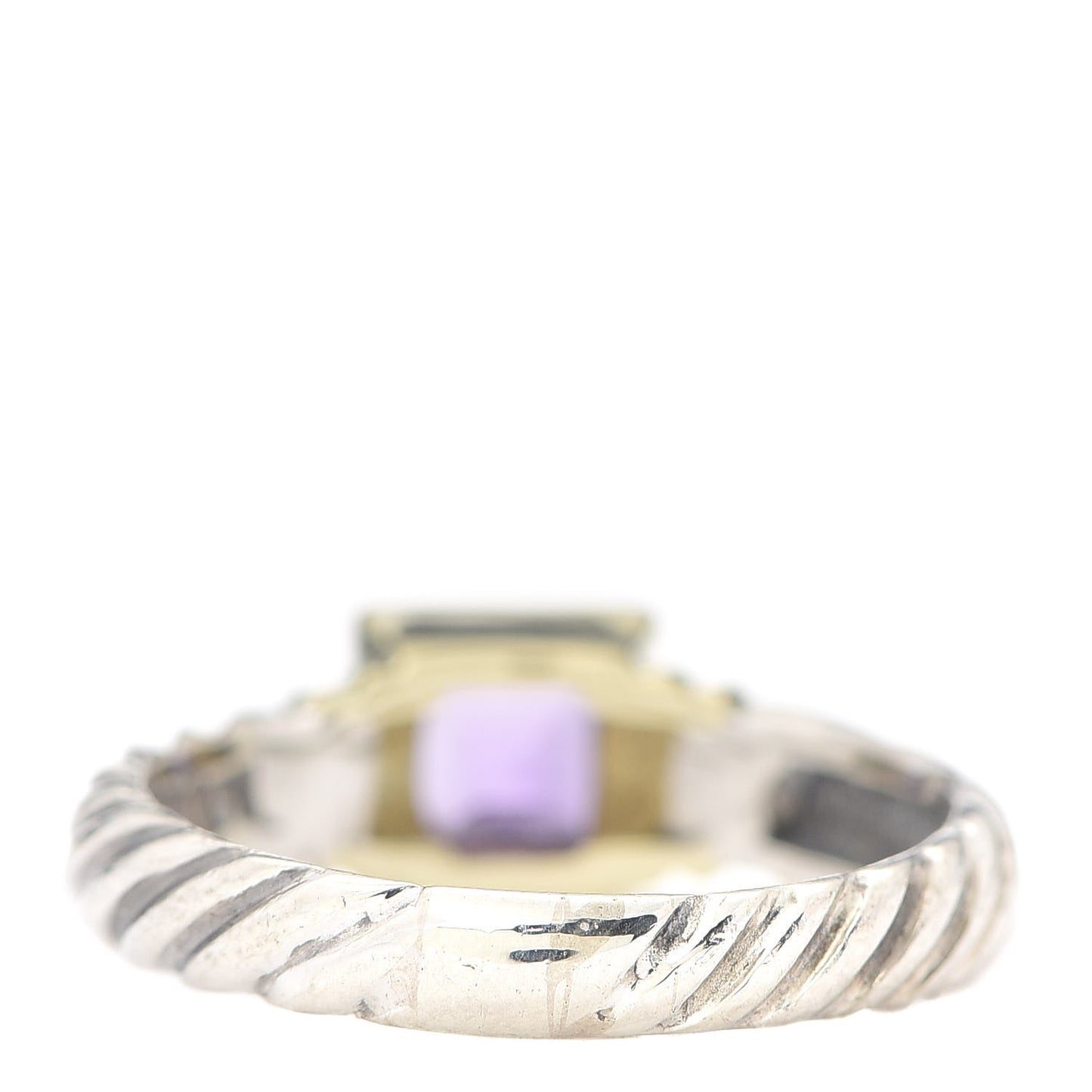 Sterling Silver 14K Yellow Gold Amethyst Metro Cable Ring 54 6.75